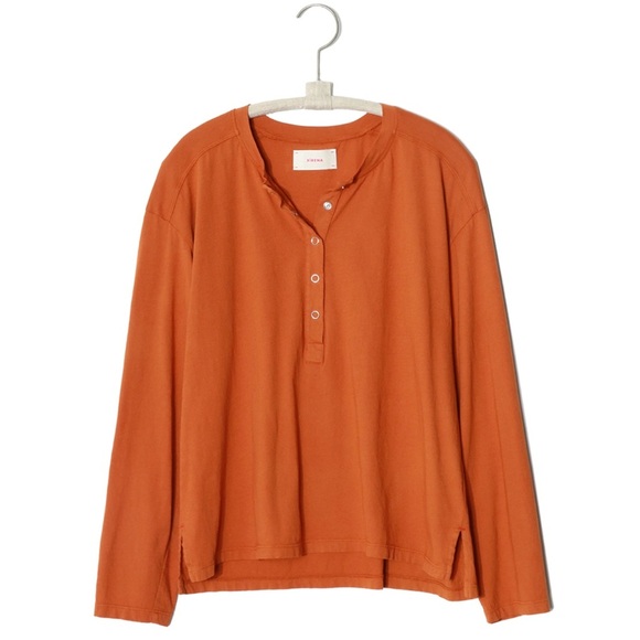 XIRENA Aidyn Long Sleeve Cotton Henley in rust - Picture 1 of 8